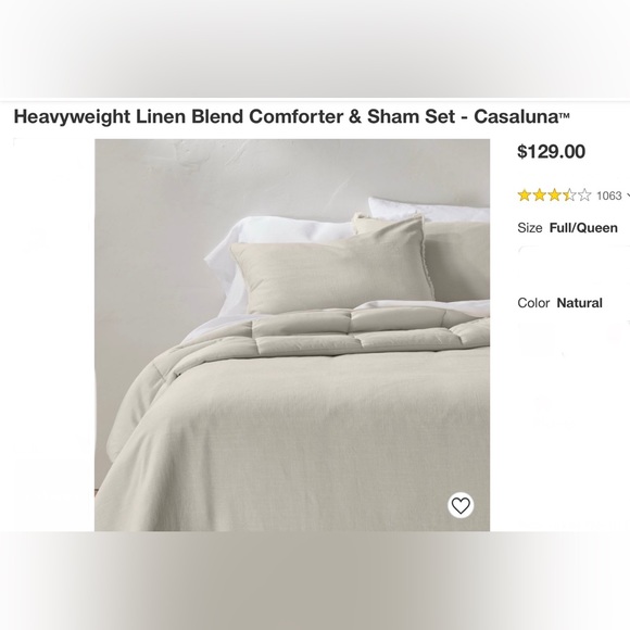 Casaluna Bedding Fullqueen Heavyweight Linen Comforter Only Natural
